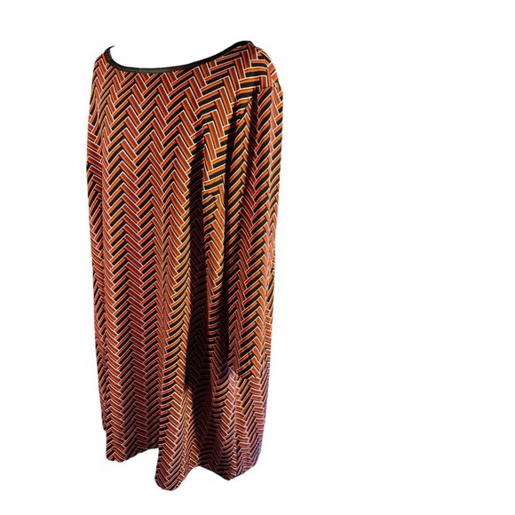 Chevron Patterned Red & Black Dress By Beige By Eci Size Large - Picture 2 of 8